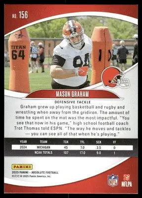 2025 Panini Absolute Football Mason Graham #156 Football - Football Card Single