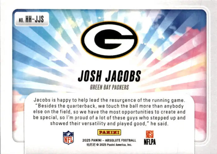 2025 Panini Absolute #HH-JJS Josh Jacobs Hog Heaven - Football Card Single