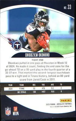 2025 Panini Absolute Retail #33 Chigoziem Okonkwo - Football Card Single