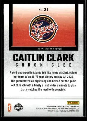 2025 Panini Caitlin Clark Chronicled Caitlin Clark #31 Indiana Fever - Basketball Card Single