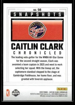 2025 Panini Caitlin Clark Chronicled Caitlin Clark #98 Holo Indiana Fever - Basketball Card Single