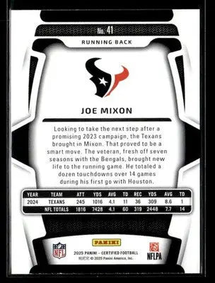 2025 Panini Certified Joe Mixon #41 Houston Texans - Football Card Single