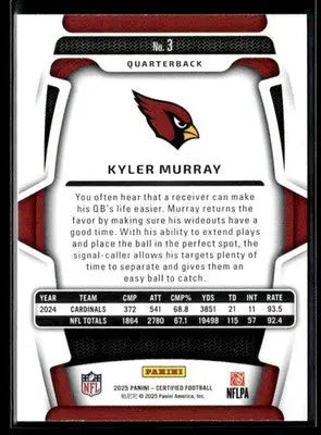 2025 Panini Certified Kyler Murray #3 Arizona Cardinals - Football Card Single