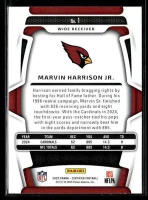 2025 Panini Certified Marvin Harrison Jr. #1 Arizona Cardinals - Football Card Single