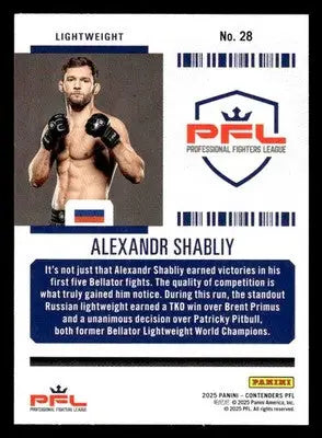 2025 Panini Contenders PFL #28 Alexandr Shabliy Season Ticket Silver - Other