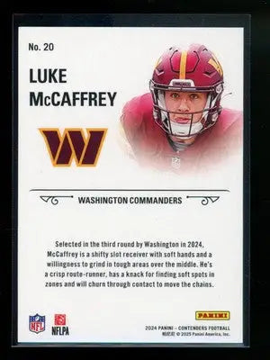 2025 Panini Contenders Rookie Stallions Luke McCaffrey #20 Football - Football Card Single