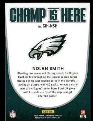 2025 Panini Donruss Champ Is Here Nolan Smith #CIH-NSH Football - Football Card Single
