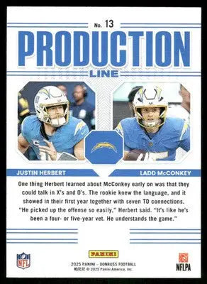 2025 Panini Donruss Football Production Line Justin Herbert Ladd McConkey #13 - Football Card Single