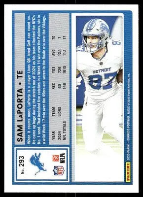 2025 Panini Donruss Football Sam LaPorta #293 Football - Football Card Single