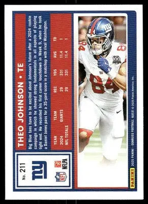 2025 Panini Donruss Football Theo Johnson #211 Football - Football Card Single