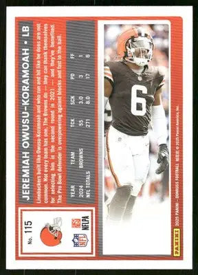 2025 Panini Donruss Jeremiah Owusu-Koramoah #115 Football - Football Card Single