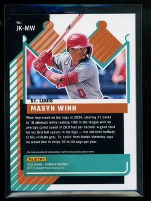 2025 Panini Donruss Jersey Kings Masyn Winn #JK-MW Orange Ice Jersey Patch - Baseball Card Single