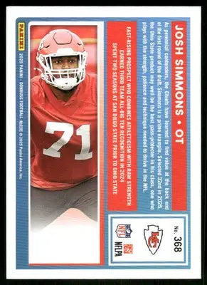 2025 Panini Donruss Josh Simmons #368 Press Proof Green Football - Football Card Single