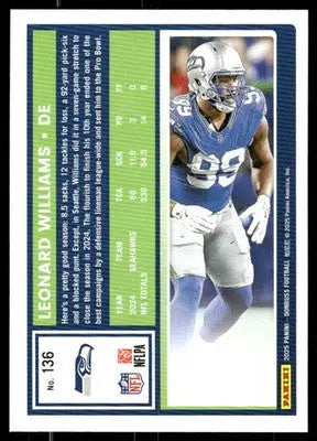 2025 Panini Donruss Leonard Williams #136 Football - Football Card Single