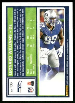 2025 Panini Donruss Leonard Williams #136 Football - Football Card Single