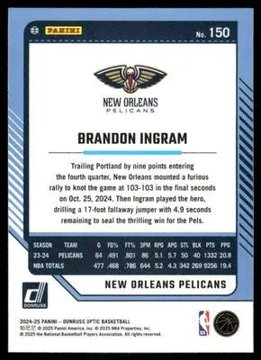 2025 Panini Donruss Optic Basketball Brandon Ingram #150 Basketball - Basketball Card Single