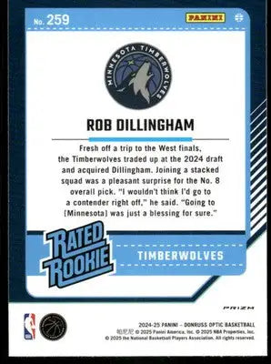 2025 Panini Donruss Optic Basketball Rob Dillingham #259 Holo Basketball - Basketball Card Single