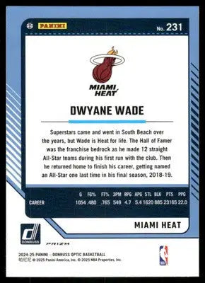 2025 Panini Donruss Optic Dwyane Wade #231 Pink Velocity Basketball - Basketball Card Single