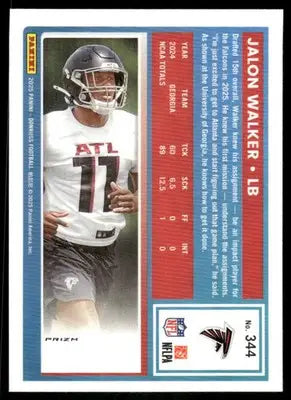 2025 Panini Donruss Optic Jalon Walker #344 Pink Football - Football Card Single