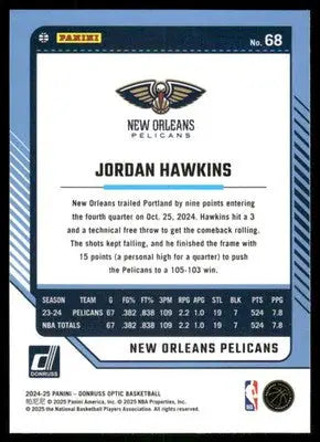 2025 Panini Donruss Optic Jordan Hawkins #68 Basketball - Basketball Card Single