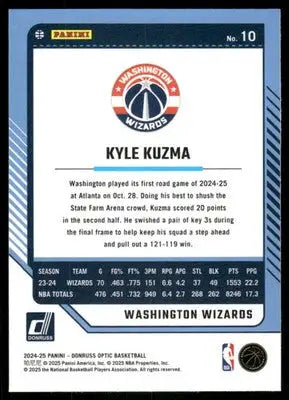2025 Panini Donruss Optic Kyle Kuzma #10 Basketball - Basketball Card Single