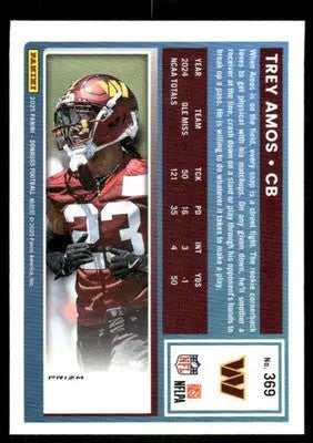 2025 Panini Donruss Optic Trey Amos #369 Red Football - Football Card Single