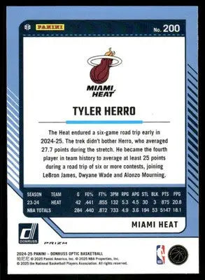 2025 Panini Donruss Optic Tyler Herro #200 Holo Basketball - Basketball Card Single