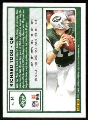 2025 Panini Donruss Richard Todd #14 Press Proof (Green) Football - Football Card Single