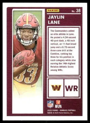 2025 Panini Donruss The Rookies Jaylin Lane #38 Football - Football Card Single