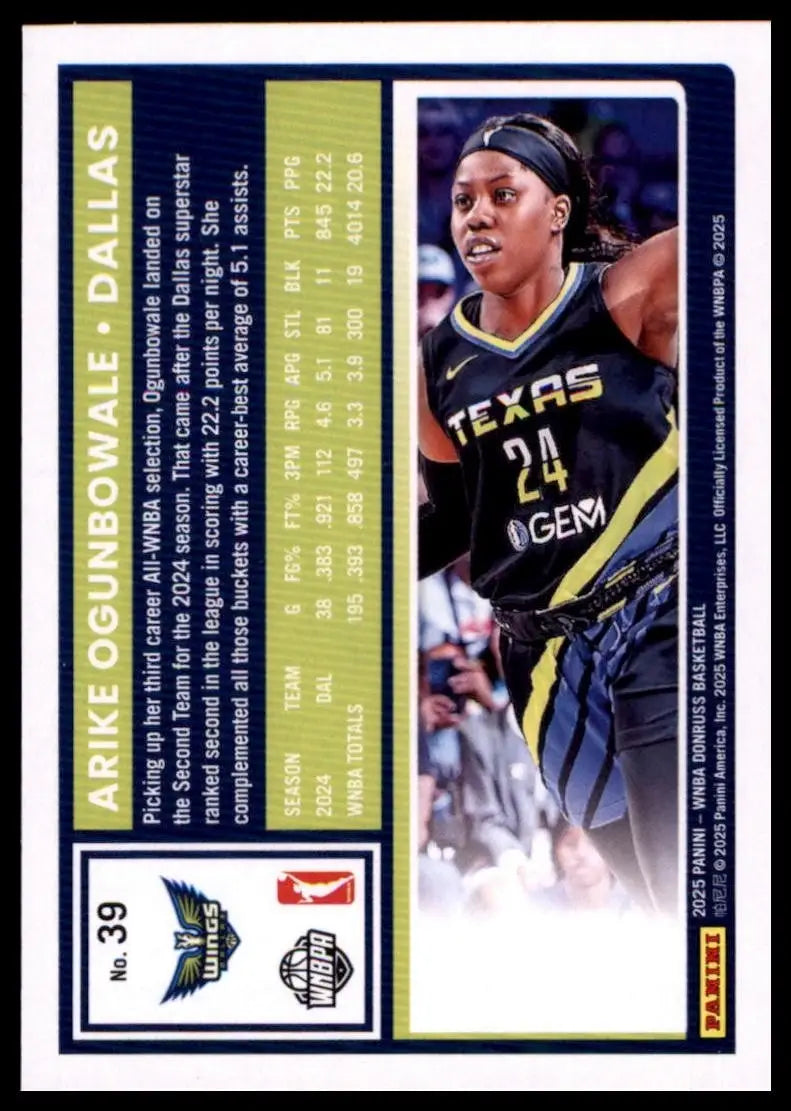 2025 Panini Donruss WNBA - Arike Ogunbowale #39 Holo - Basketball Card Single