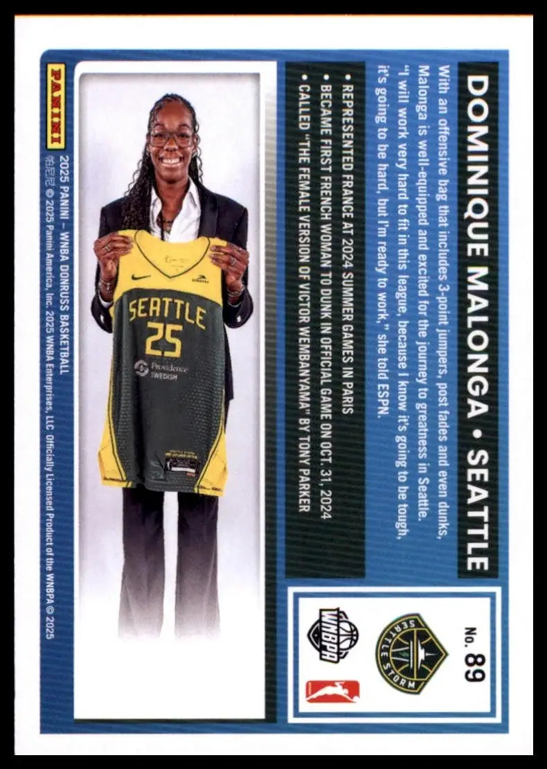 2025 Panini Donruss WNBA - Rated Rookie Dominique Malonga #89 (RC) - Basketball Card Single