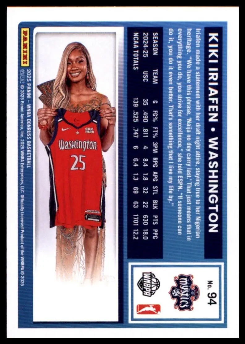 2025 Panini Donruss WNBA - Rated Rookie Kiki Iriafen #94 (RC) - Basketball Card Single