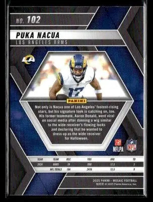 2025 Panini Mosaic #102 Puka Nacua Los Angeles Rams - Football Card Single
