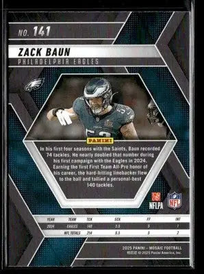 2025 Panini Mosaic #141 Zack Baun - Football Card Single