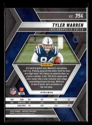 2025 Panini Mosaic #354 Tyler Warren Mosaic Red - Football Card Single