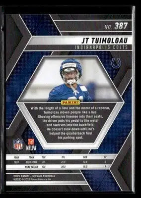 2025 Panini Mosaic #387 JT Tuimoloau RC Indianapolis Colts - Football Card Single