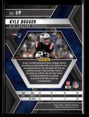 2025 Panini Mosaic #49 Kyle Dugger - Football Card Single