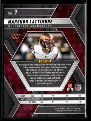 2025 Panini Mosaic #7 Marshon Lattimore - Football Card Single