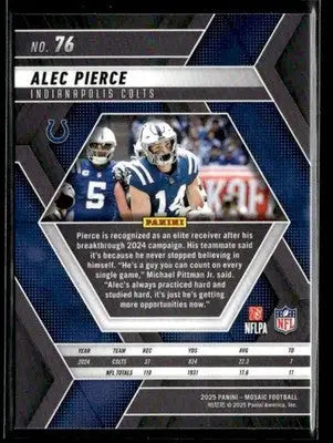 2025 Panini Mosaic #76 Alec Pierce Indianapolis Colts - Football Card Single