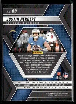 2025 Panini Mosaic #80 Justin Herbert - Football Card Single