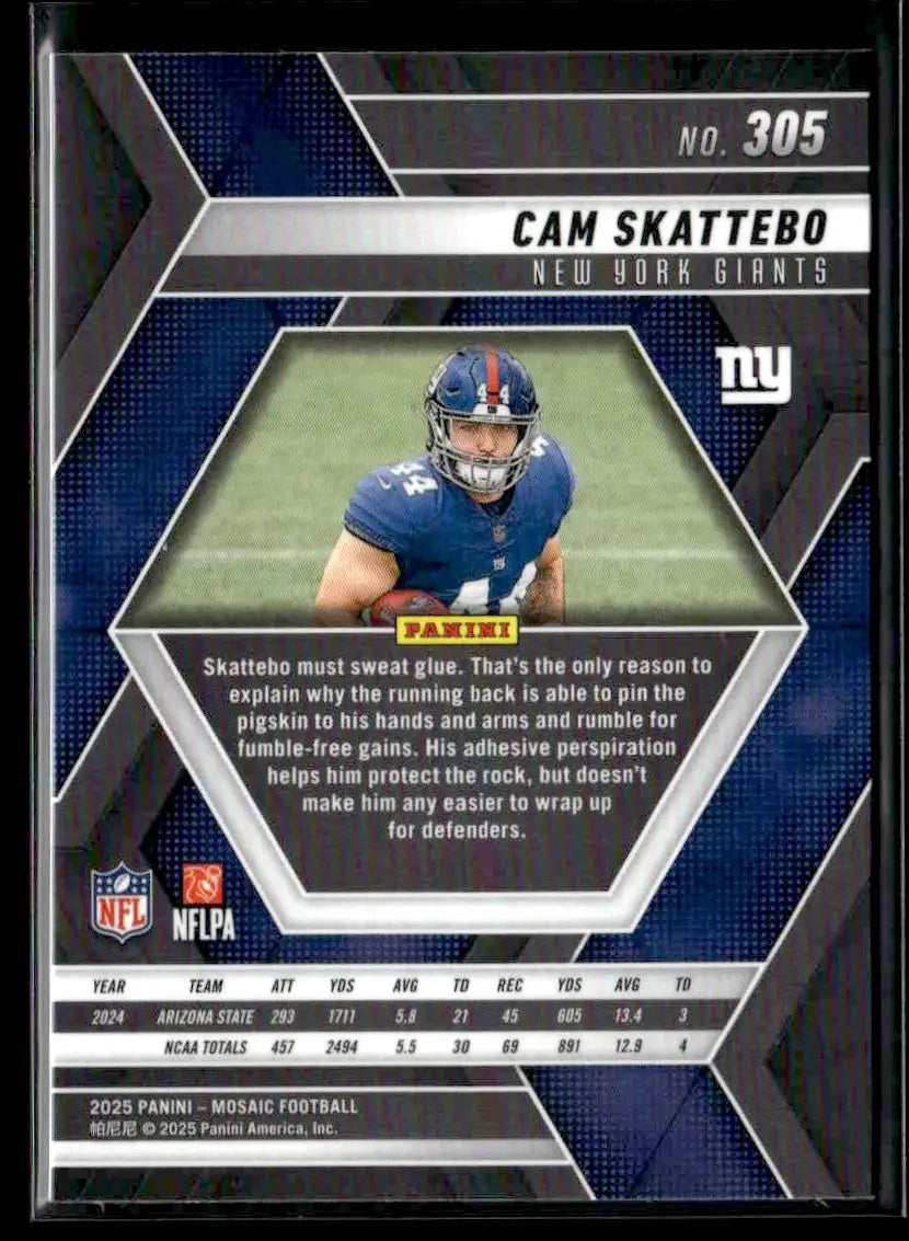 2025 Panini Mosaic Cam Skattebo #305 RC New York Giants - Trading Card