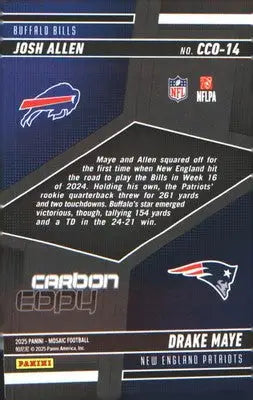 2025 Panini Mosaic Carbon Copy #CCO-14 Drake Maye / Josh Allen - Football Card Single