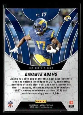 2025 Panini Mosaic Davante Adams #17 Elevate Mosaic Los Angeles Rams - Football Card Single