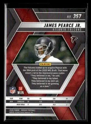 2025 Panini Mosaic James Pearce Jr. #357 RC Atlanta Falcons - Football Card Single