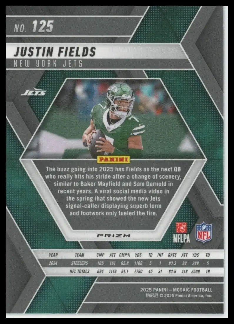 2025 Panini Mosaic - Justin Fields #125 Reactive Purple Mosaic Prizm - Football Card Single