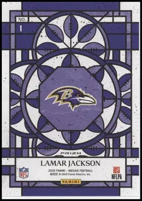 2025 Panini Mosaic Lamar Jackson #1 Stained Glass Oversized Baltimore Ravens