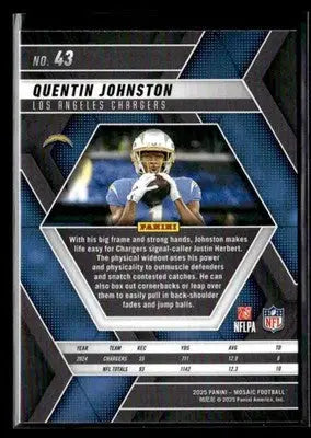 2025 Panini Mosaic Quentin Johnston #43 Los Angeles Chargers - Football Card Single