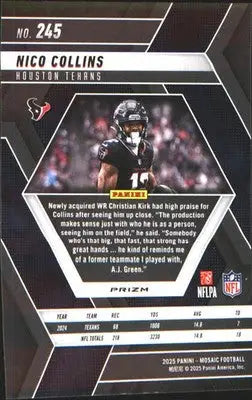 2025 Panini Mosaic Mosaic Reactive Yellow #245 Nico Collins - Football Card Single