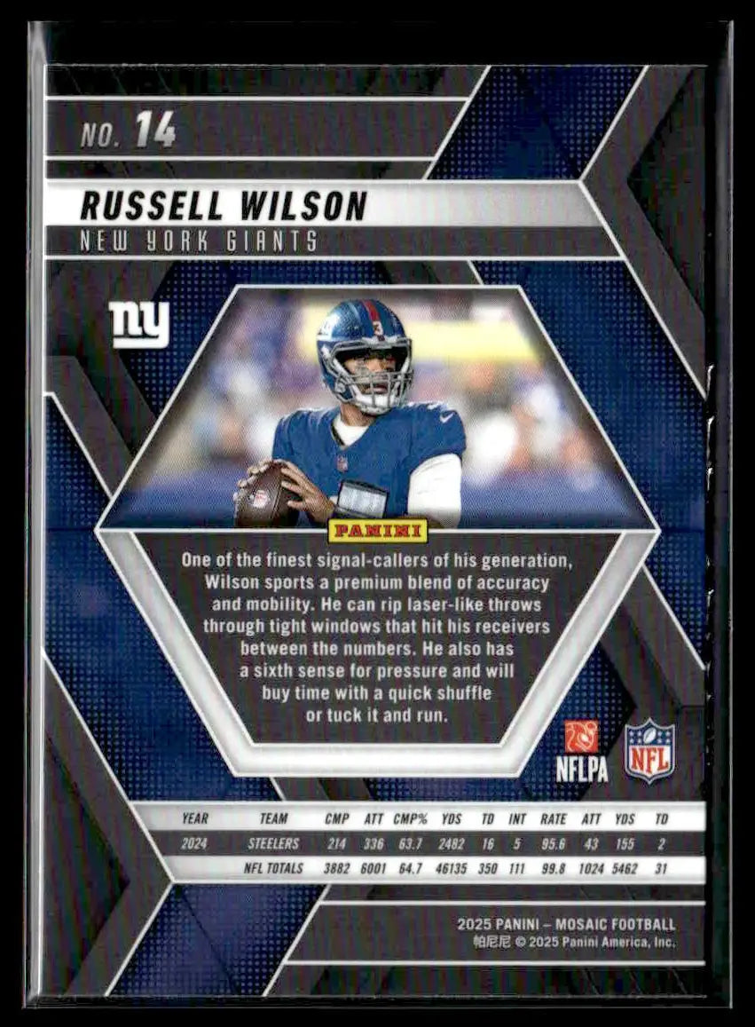 2025 Panini Mosaic Russell Wilson #14 New York Giants - Trading Card