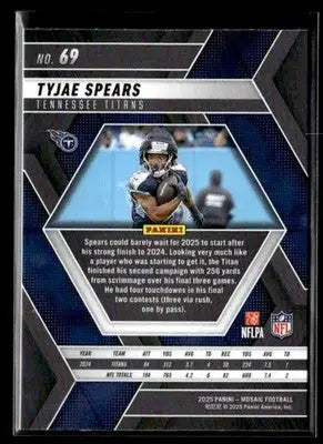 2025 Panini Mosaic Tyjae Spears #69 Tennessee Titans - Football Card Single